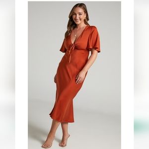 New With tags beautiful copper satin dress